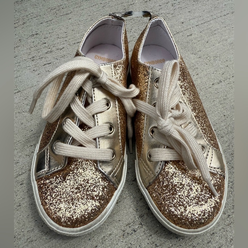 Gymboree Gold Sparkle Sneakers with White Accents - Picture 1 of 4